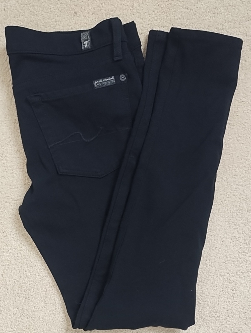 7 For All Mankind Gwenevere Black Skinny Stretch Pants Low Rise 29